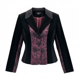 D studio Gothic Velvet Blazer Size 8 Black & Burgundy Y2K Victorian Jacket
